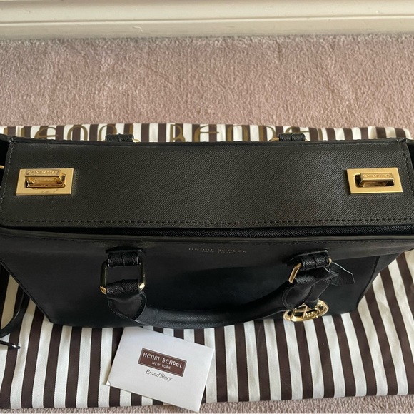 Henri Bendel west 57th small turnlock black satchel bag - Picture 6 of 13